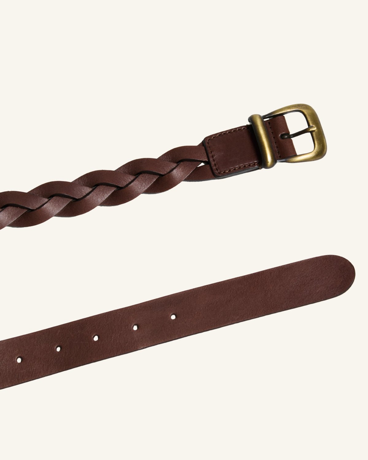 Cintura in pelle intrecciata marrone cuoio Maremosso con fibbia in ottone