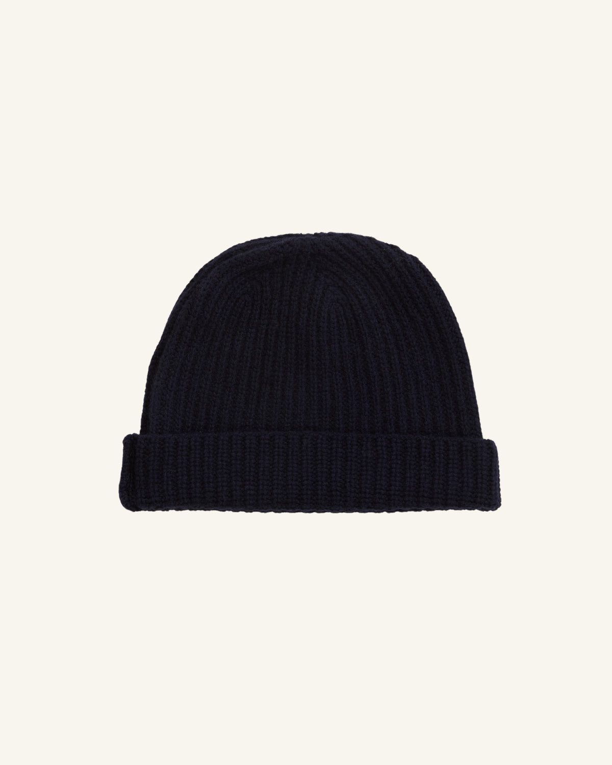 Berretto Mari del Nord blu navy in lana e cashmere a coste inglesi