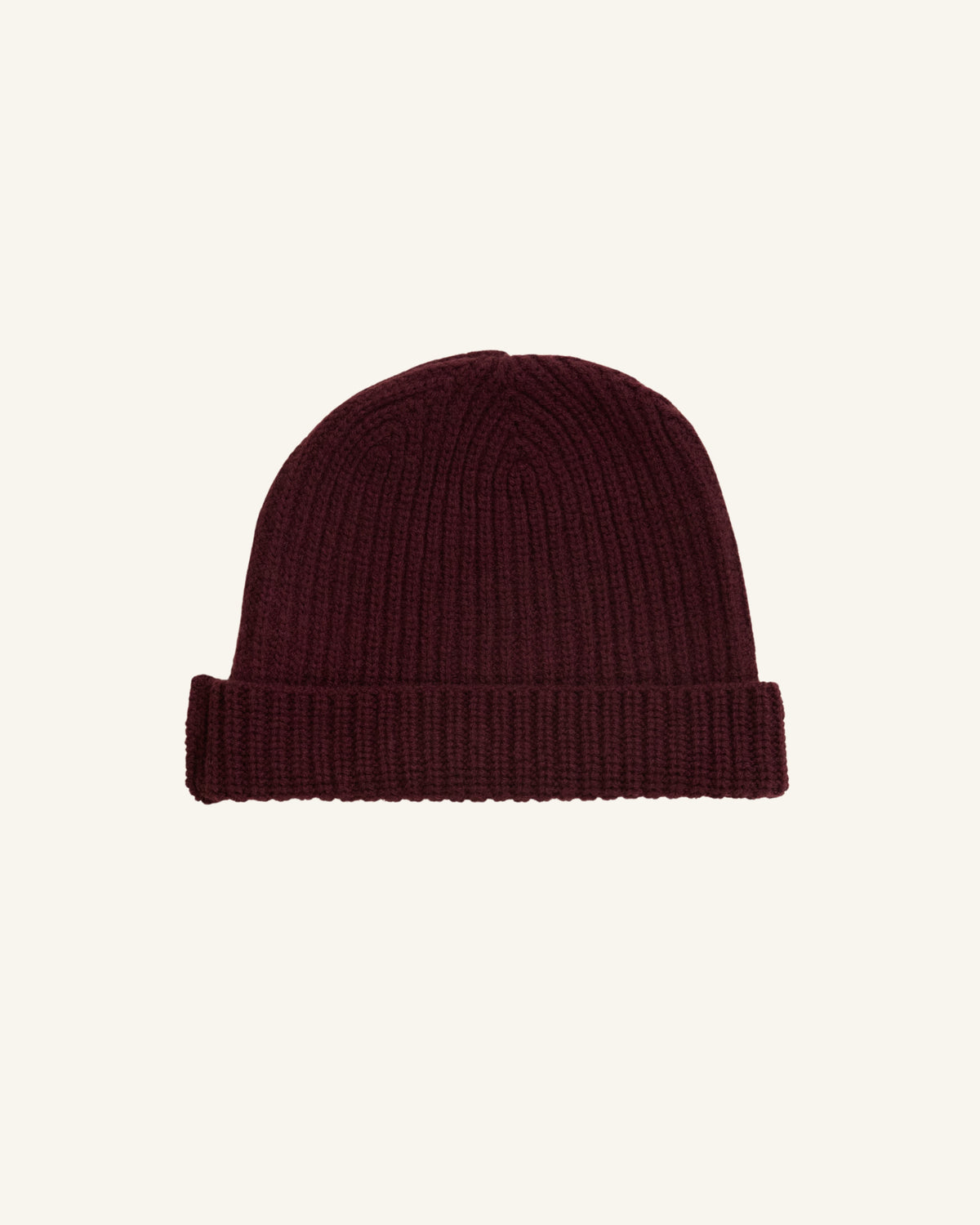 Berretto Mari del Nord bordeaux in lana e cashmere a coste inglesi