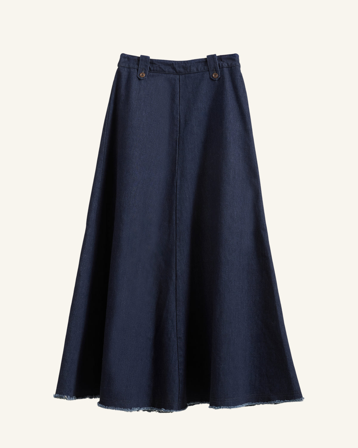 Gonna jeans lunga a vita alta in denim blu navy, Maremosso