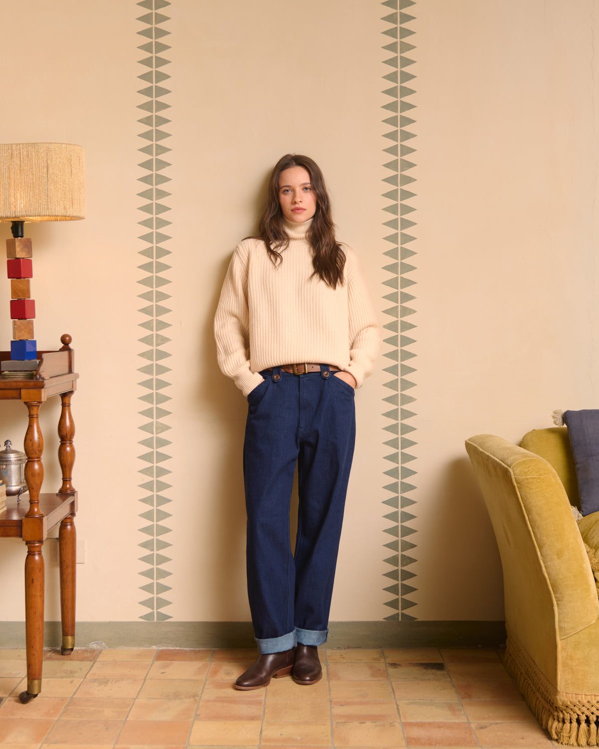 Pantalone Corso denim donna, risvoltato sul fondo