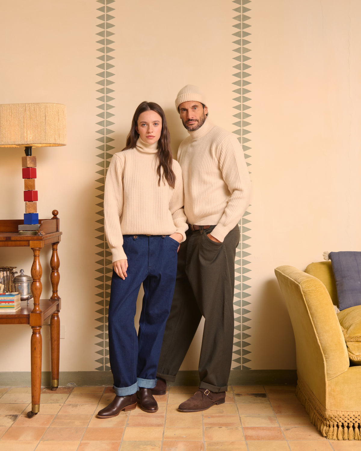 Pantalone Corso verde indossato, look invernale