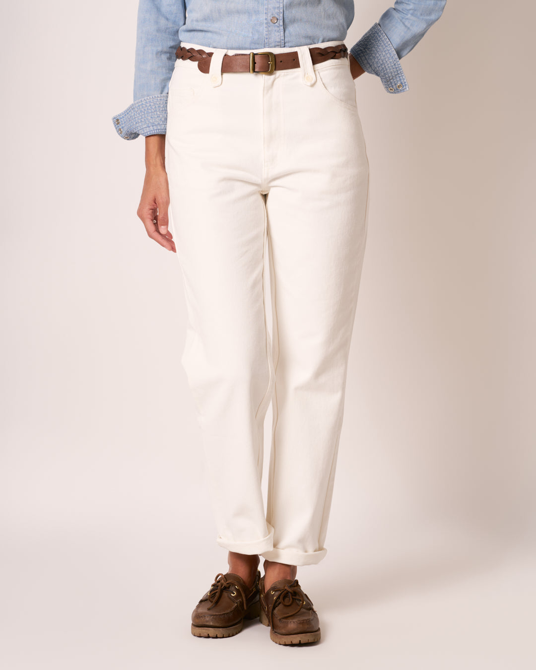 Jeans bianchi donna Maremosso indossati, vista frontale