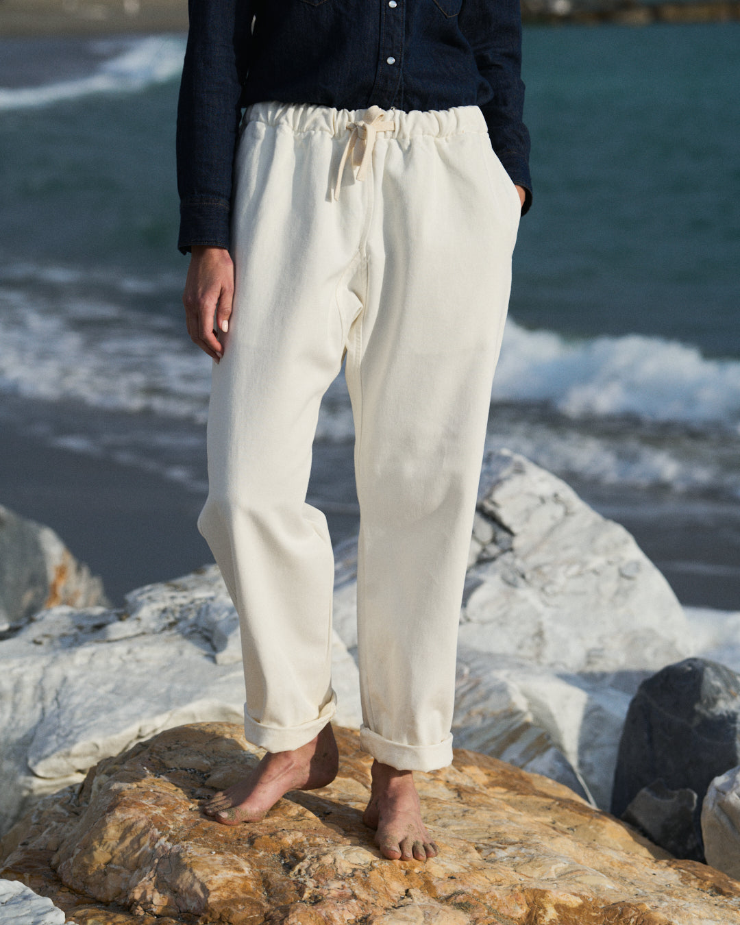 Pantalone Sol Levante donna bianco, look estivo al mare