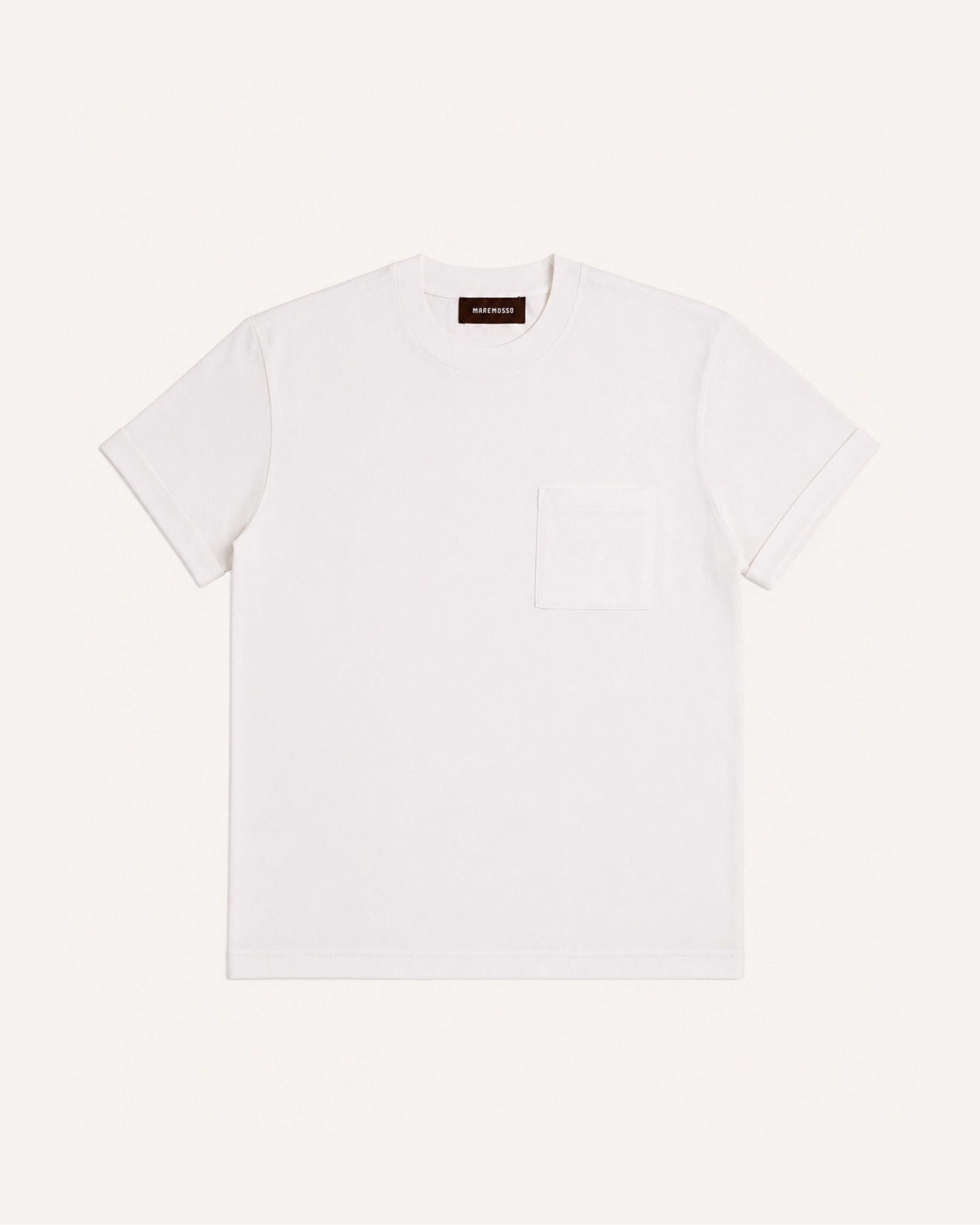 T-shirt bianca uomo con taschino in cotone, Maremosso